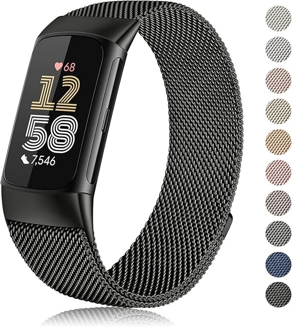 Compatible with Fitbit Charge 6 Activity Tracker Solid Stainless