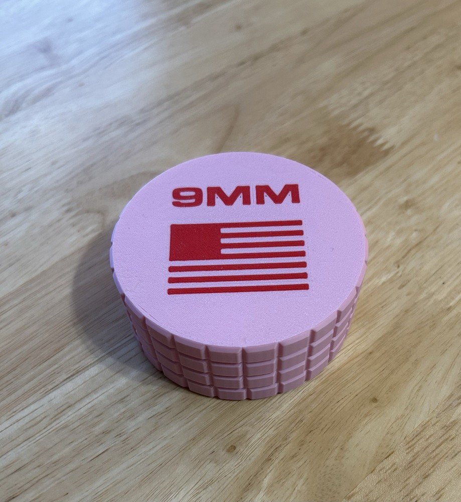 9mm Ammunition Disc Container Frag Pattern 25 Rounds Made In The USA