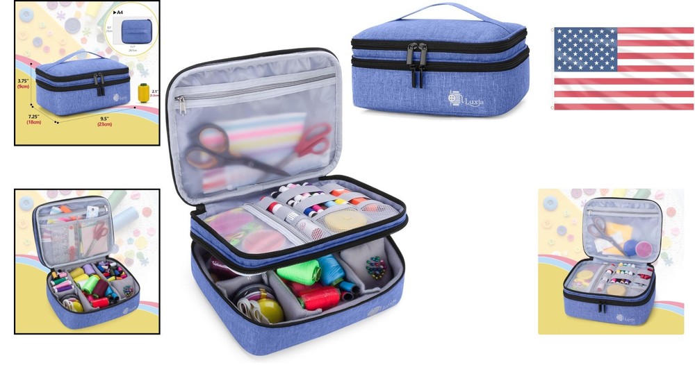 Compact Sewing Tool Organizer Bag with Removable Dividers for Easy Access
