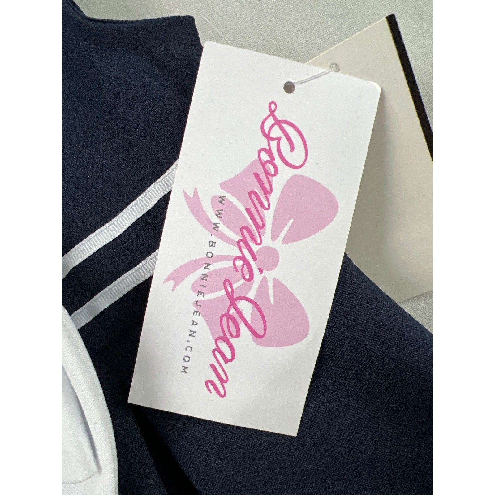 Bonnie Jean Dress Kids 4T Navy Blue Nautical Bow Peter Pan Collar Easter Party