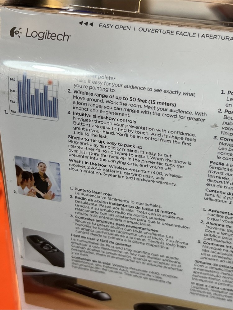 Logitech R400 Laser Presenter Remote Control & Pointer — Brand New Sealed