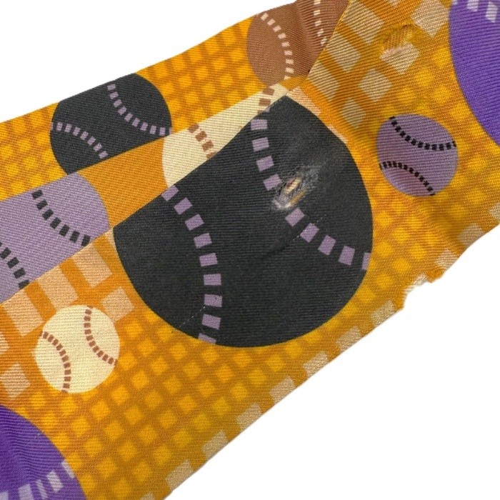 Hermes Twilly Silk Scarf Orange Tennis Ball Motif 83cm Used