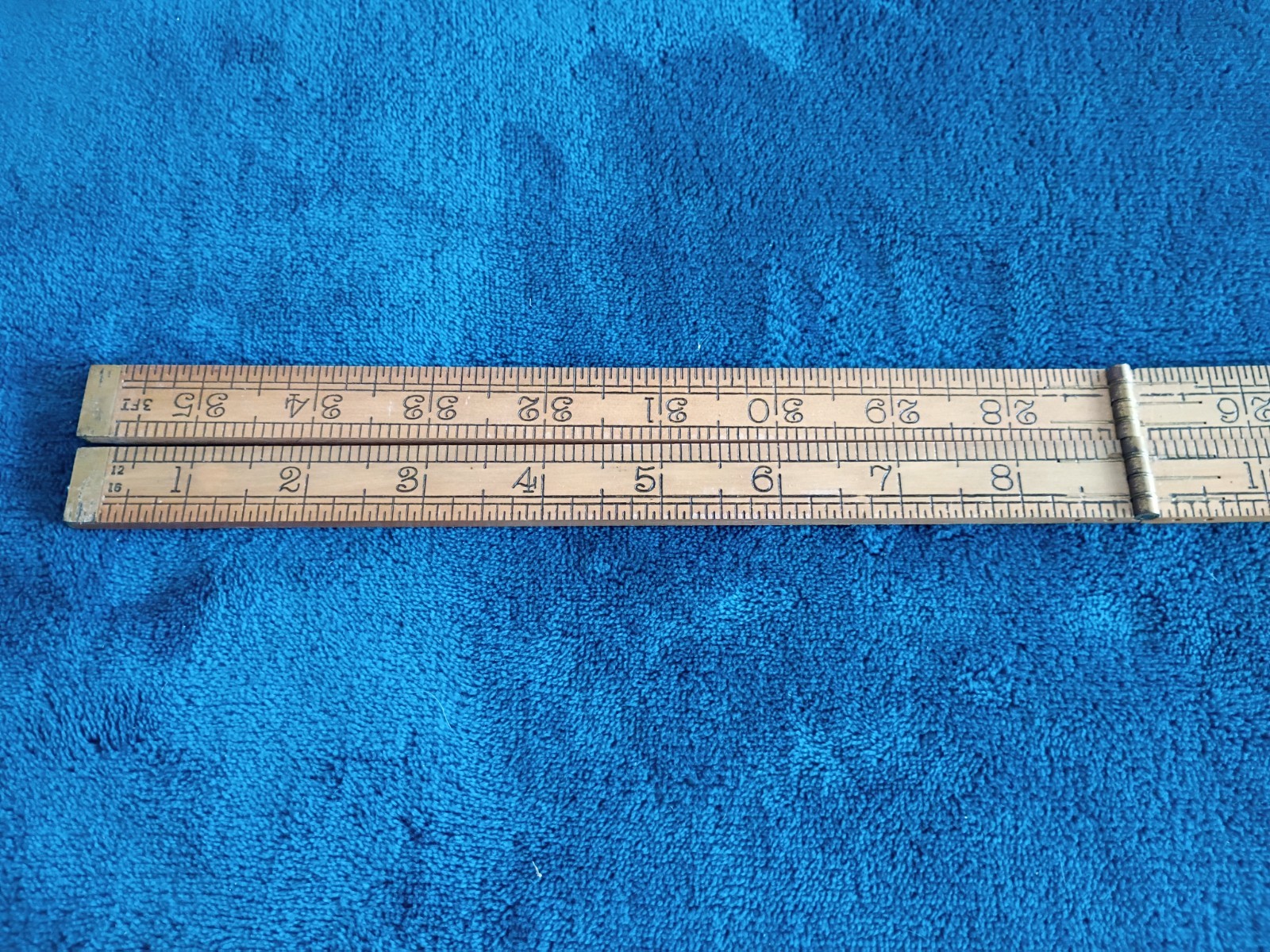VINTAGE RABONE CHESTERMAN BOXWOOD & BRASS 36 ” FOLDING WOODEN RULE RULER No 1380
