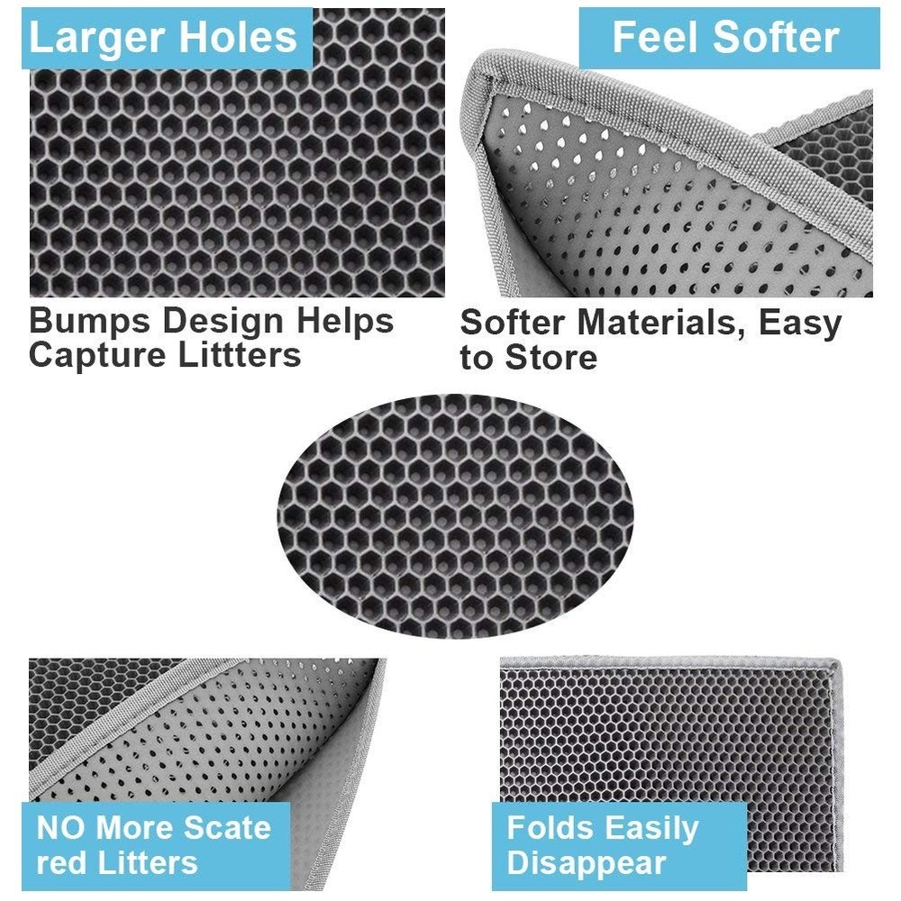 Cat Litter Mat Double Layer Waterproof Urine Proof Trapping Mat 1 Pack Gray, ...