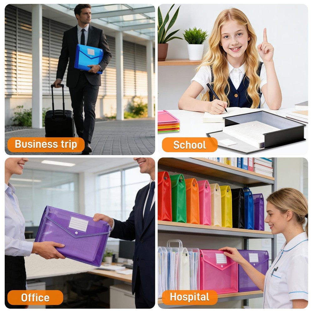 10 Pack Plastic Expanding File Folder, Transparent Folders for Documents with...