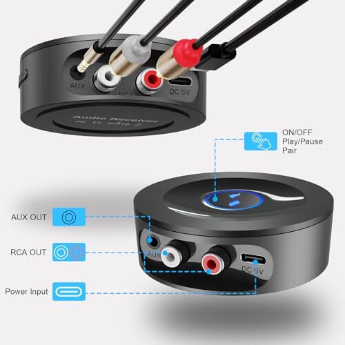 Bluetooth 5.2 Receiver for Home Stereo, AUX Bluetooth Adapter for Stereo