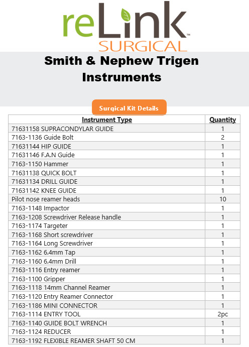 Smith & Nephew Trigen Instrument Set