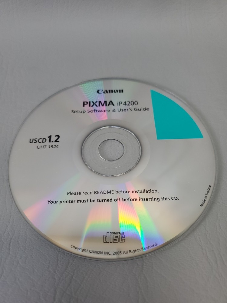 Canon Pixma iP4200 Setup Software & Users Guide CD-ROM Windows USCD 1.2 QH7-1924