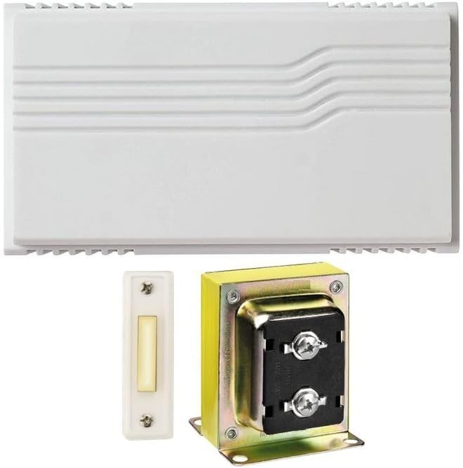 Professional Grade Wired Two-Note Doorbell Chime Kit with Easy Install Button
