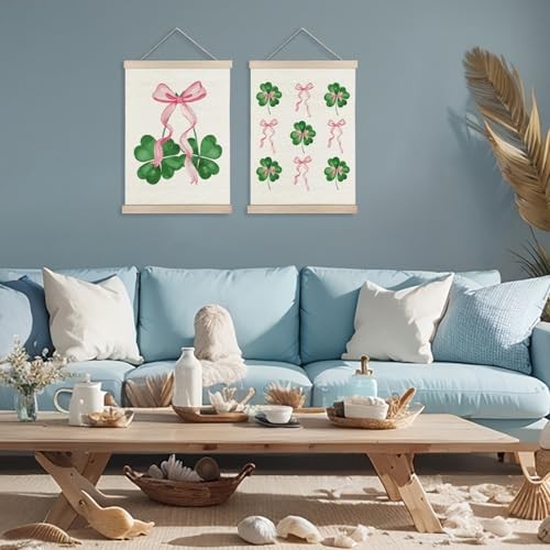 YTRGI Coquette Pink Bow Sage Green Spring Four Leaf Clover Irish Blessing Luck