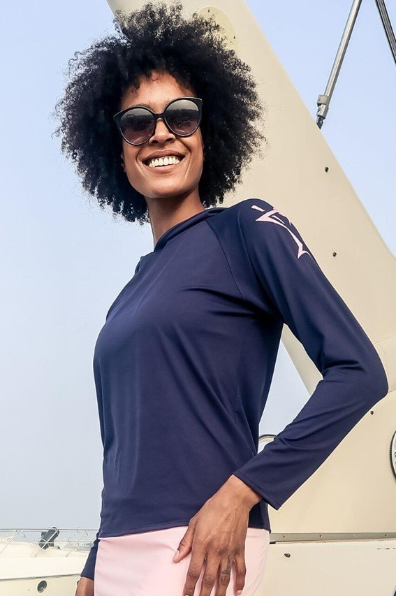 NEW Golftini Martini Hoodie Navy Blue / Pink LARGE Lightweight Stretch