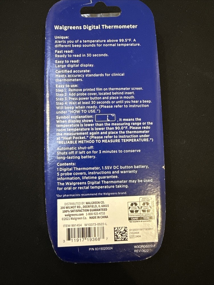 Digital Thermometer 30 Second Memory Recall Reads in seconds Walgreens