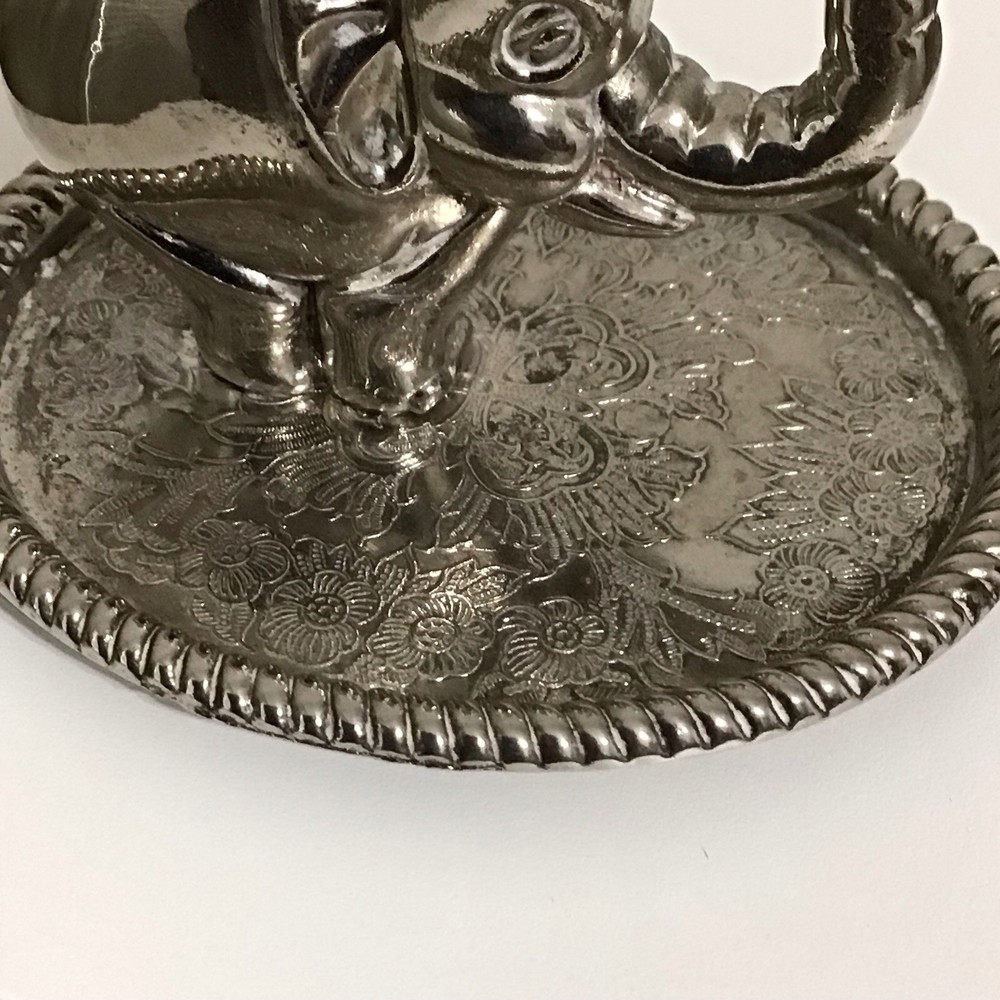 Vintage Silver-Plated Elephant Trinket Ring Holder Made in Hong Kong