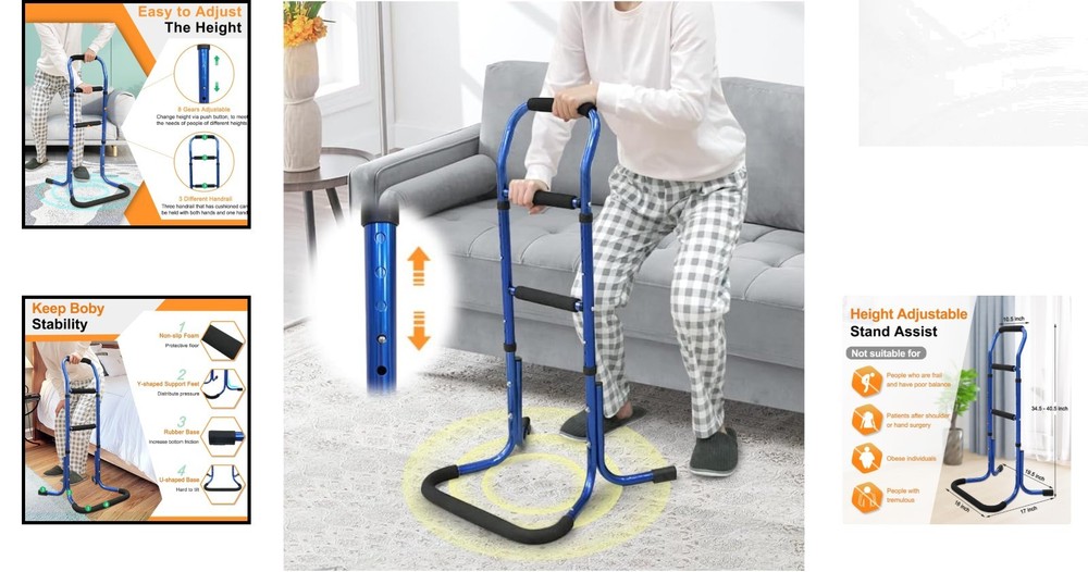 Chair Stand Assist for Elderly - Adjustable Bed Cane & Mobility Aid