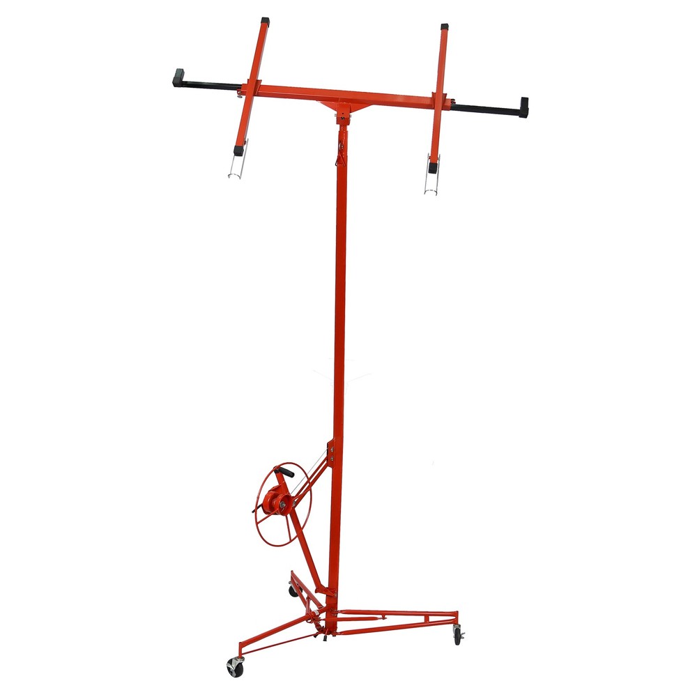 11FT Drywall Rolling Lifter Panel Hoist Jack Lifter Lockable Wheel Drywall Panel