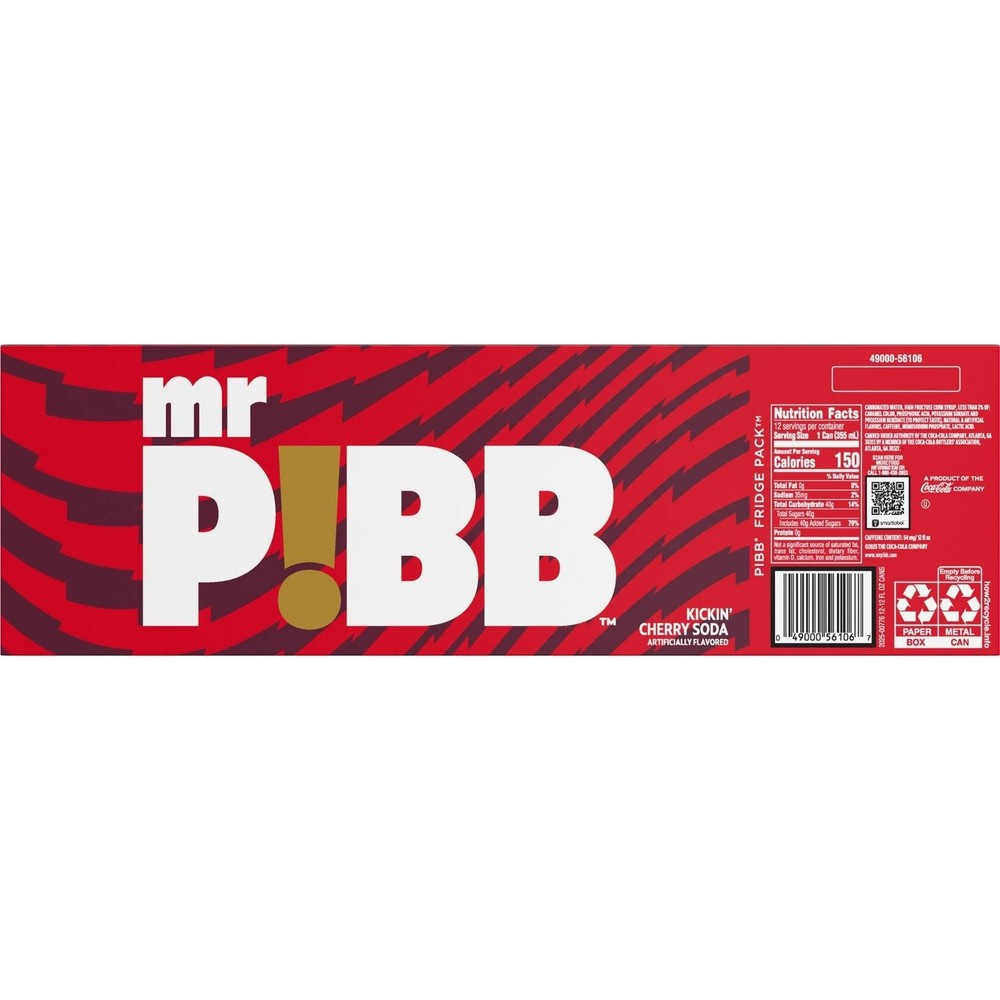 Mr. Pibb Cherry Soda Pop, 12 fl oz, 12 Pack Cans