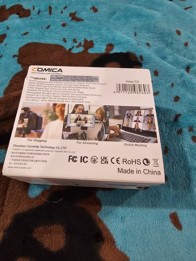 Comica Vimo C3 Wireless Lavalier Microphone Noise Cancel Mute for iPhone Camera