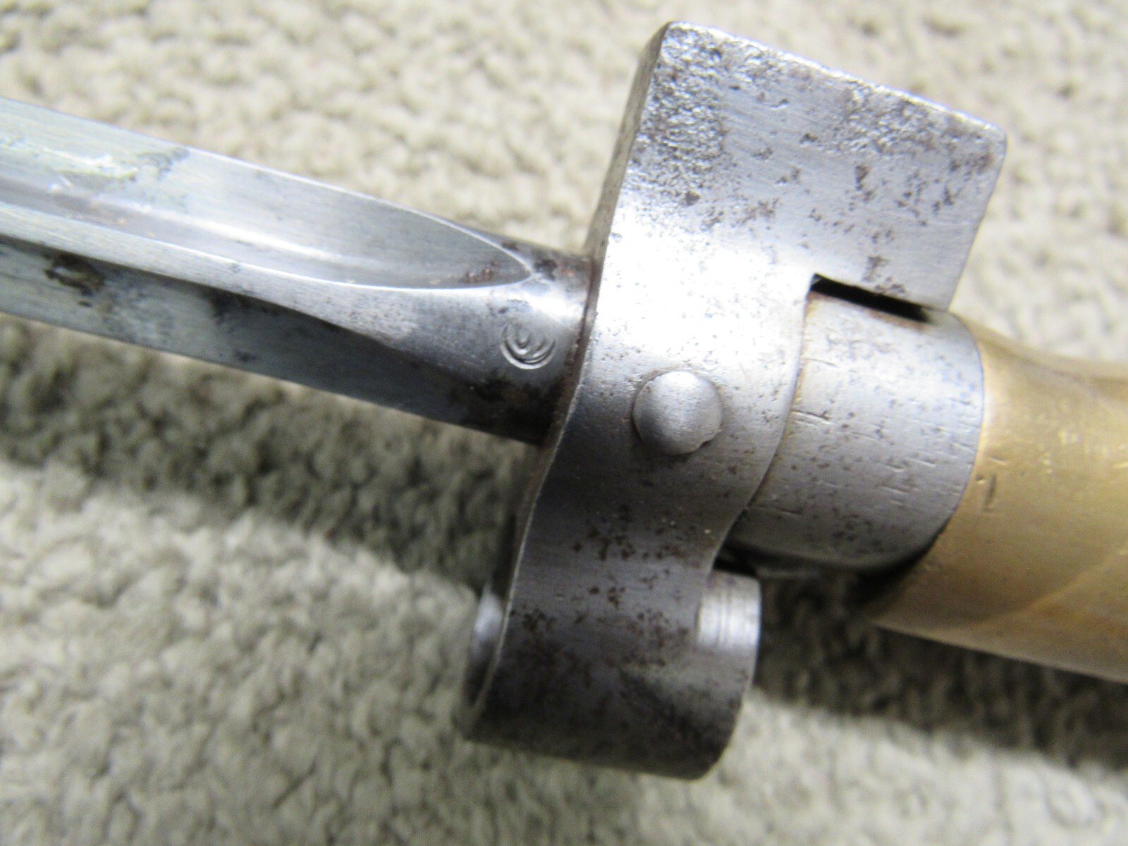 French M1886 Lebel Bayonet & Scabbard Shortened For WW1 Brass Grips