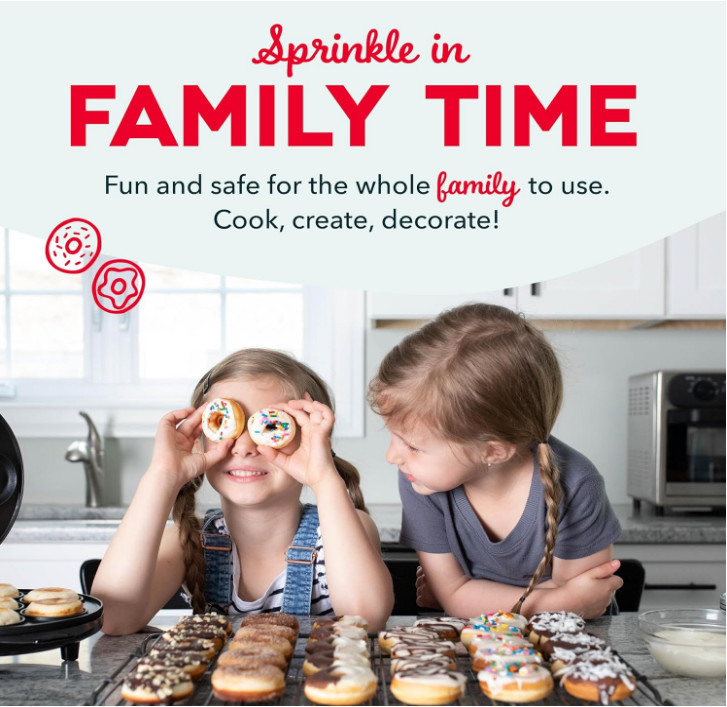 Mini Donut Maker Machine for Kid-Friendly Breakfast, Snacks, Desserts & More wit