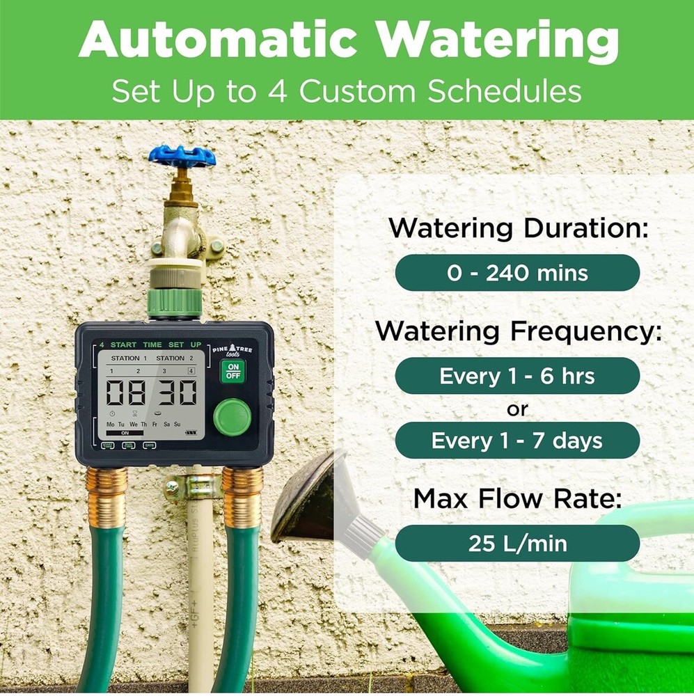 Pine Tree Tools Hose Timer - Programmable Water Timer for Garden Hose