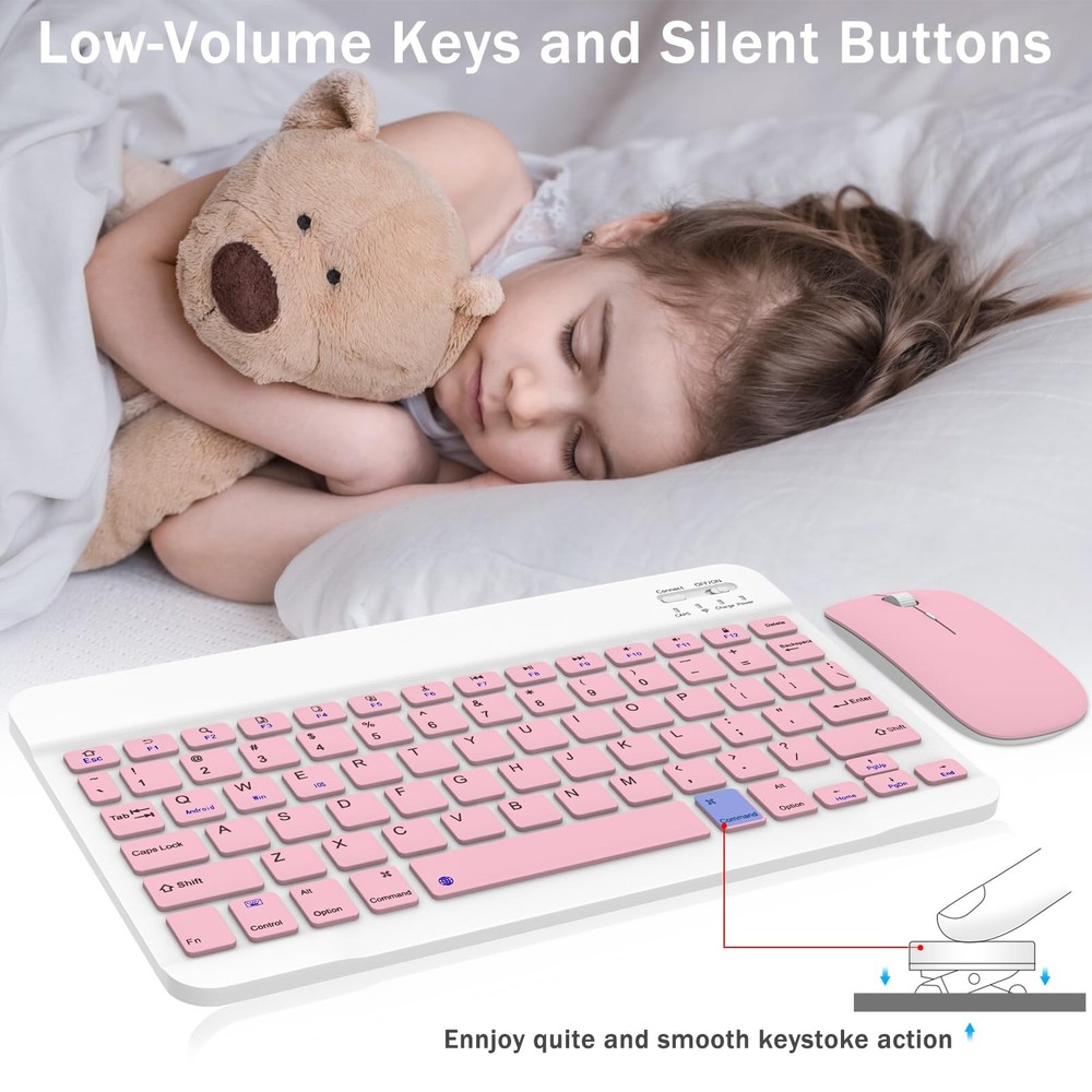 Teclado y Mouse Combo Inalámbrico Bluetooth Universal para Tableta iPad/Android