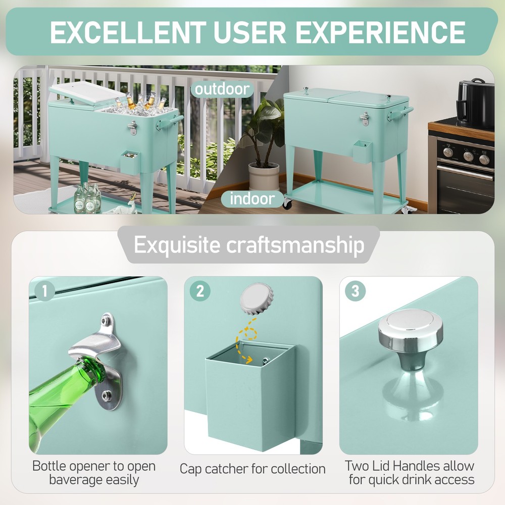 Rectangular Plastic Box Frozen Insulation Cart Mint Green,in stock