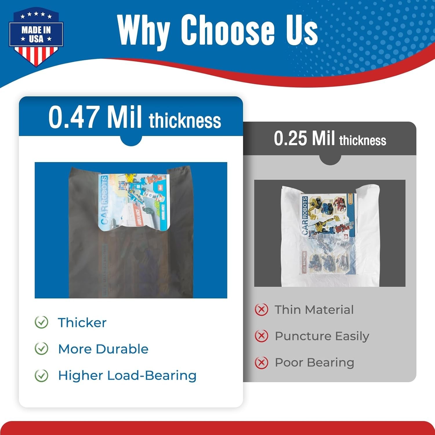 1000 Gray T-Shirt Bags 1/6 12" x 6.5" x 21", Plastic Grocery Shopping Bags