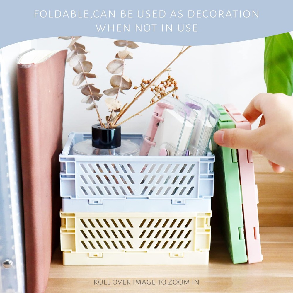 4 Pack Mini Plastic Baskets for Shelf Storage Organizing, Small Plastic Baske...