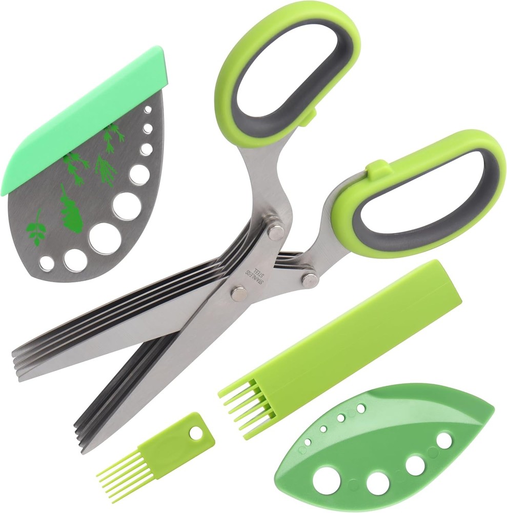 Herb Scissors, Premium Stainless Steel 5 Blade Kitchen Salad Scissors Dishwasher