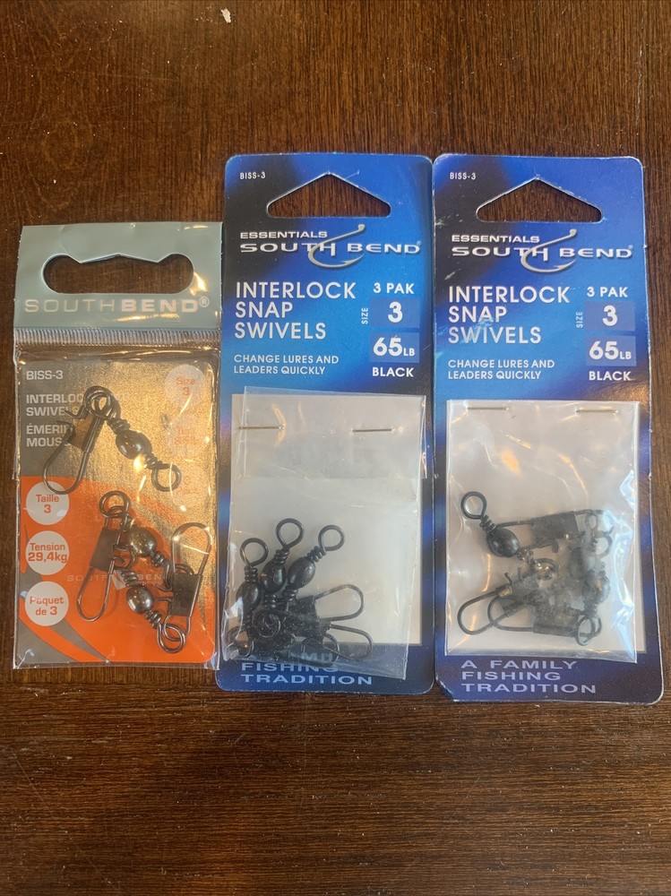 3 Packs South Bend Interlock Snap Swivels Size 3  65 LB