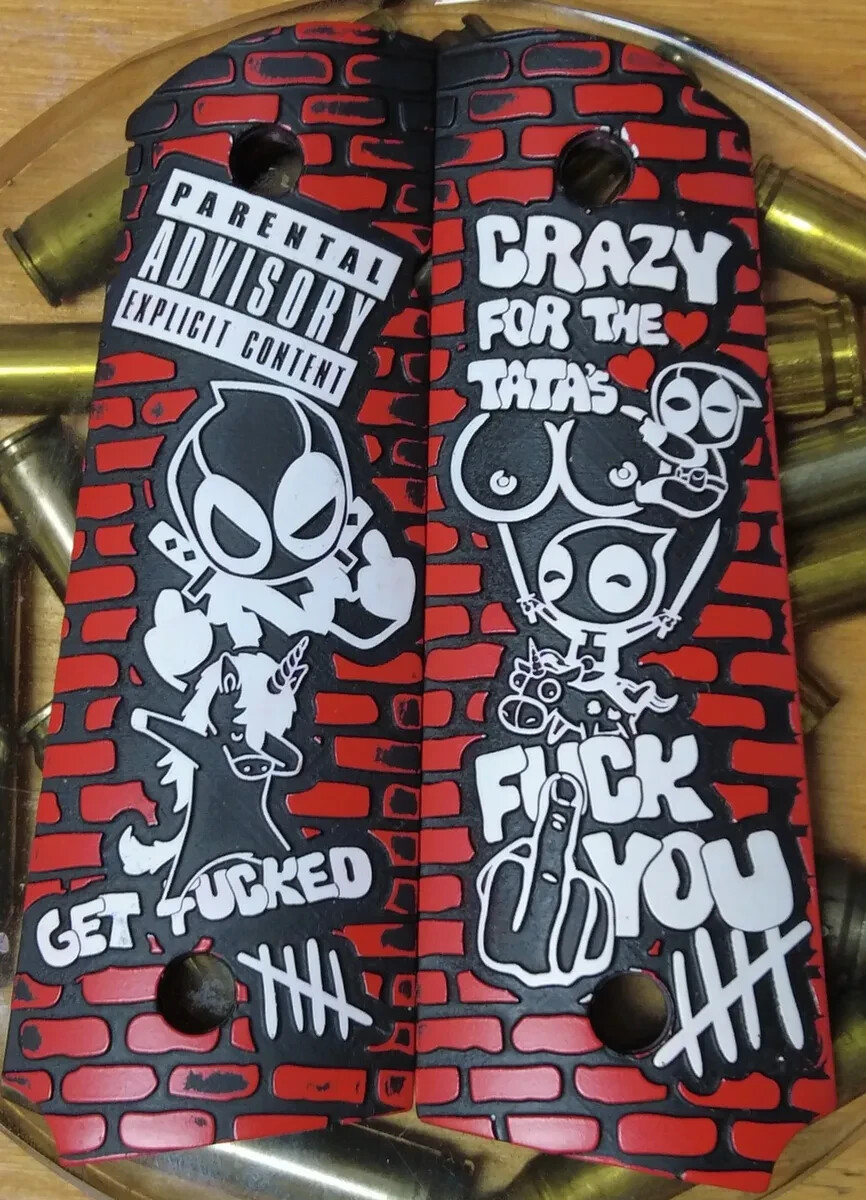 Custom Engraved "Red Ninja Guy" 1911 Grips