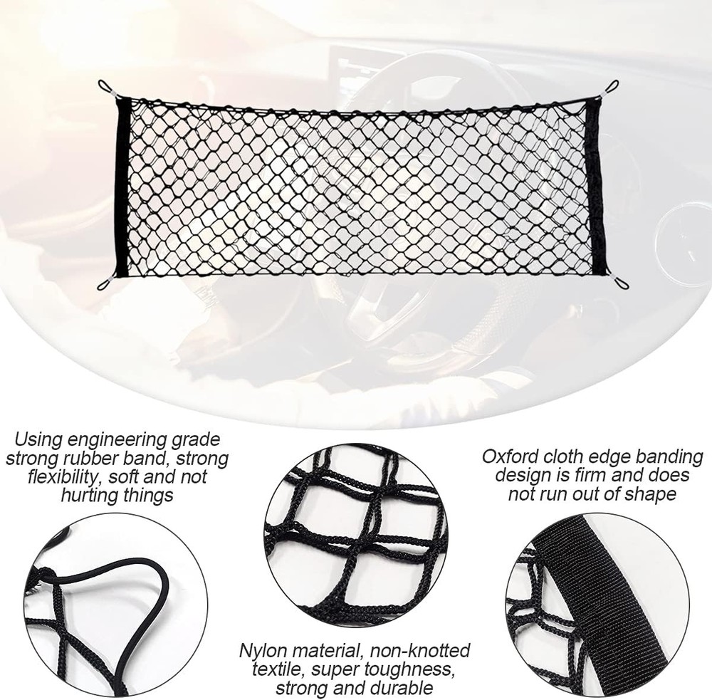 35.4"x15.8" Stretchable Car Cargo Net Adjustable Elastic Storage Net Trunk