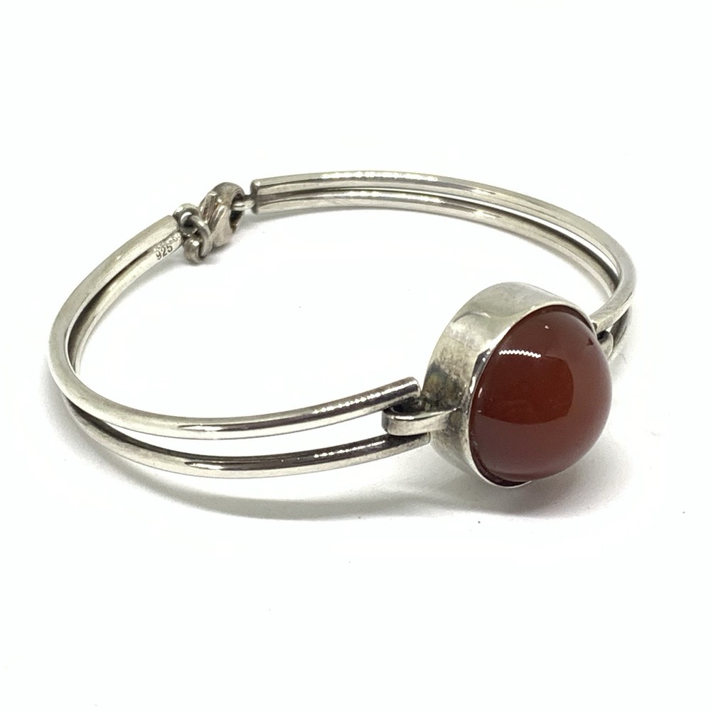 Mid century Silver and Carnelian stone bangle