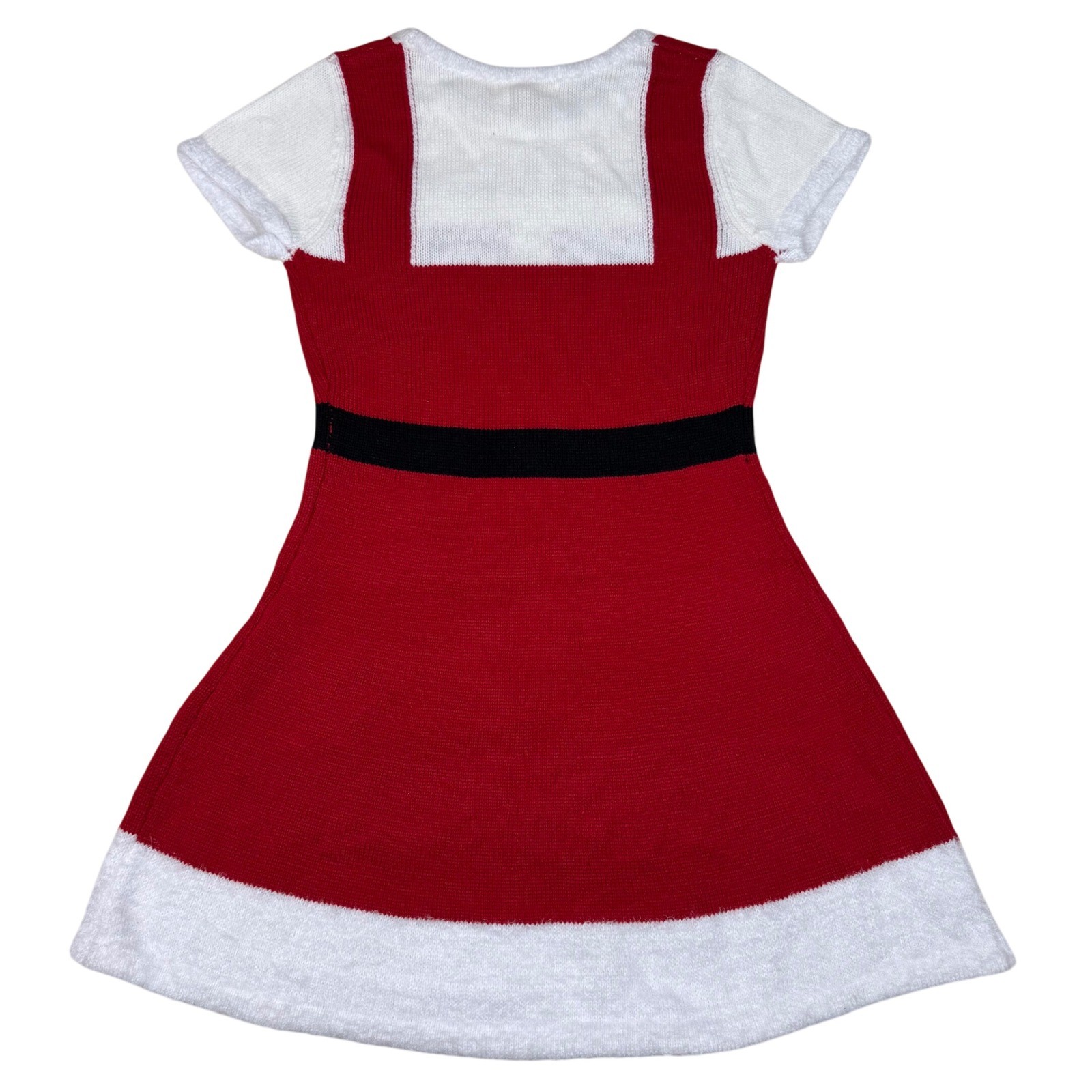 NEW Margaux Lexi Girl Red White Santa Dress Knit Sequins Belt Sz M 10 12 Holiday