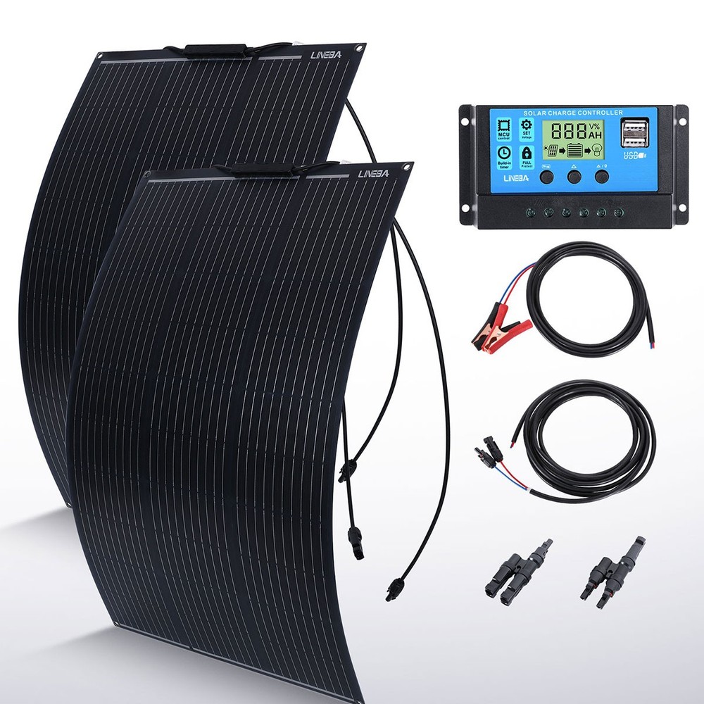 200W 100W Solar Panel 23.5% HighEfficiency+Controller Home Off Grid Caravan Boat