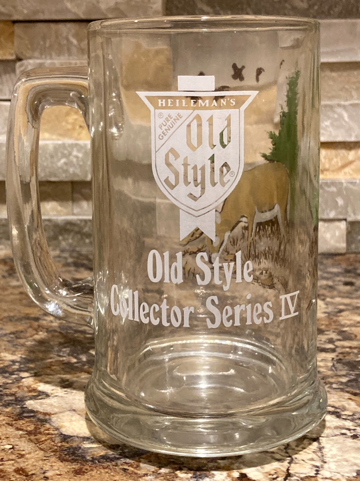 Old Style Glass Beer Mug "Collector Series IV" ~ Whitetail Deer / Buck