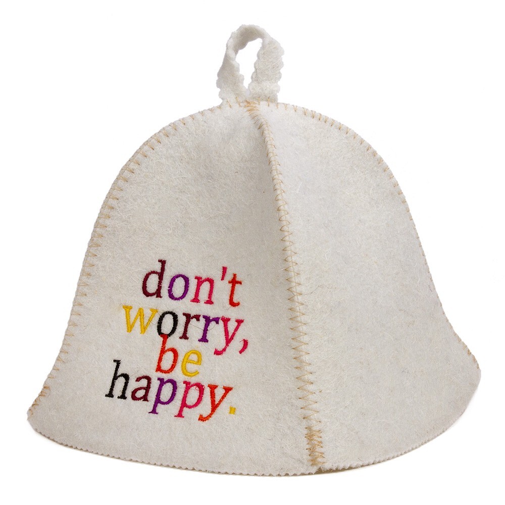 Don't Worry Be Happy Sauna Hat Spa Hat Russian Banya Hat