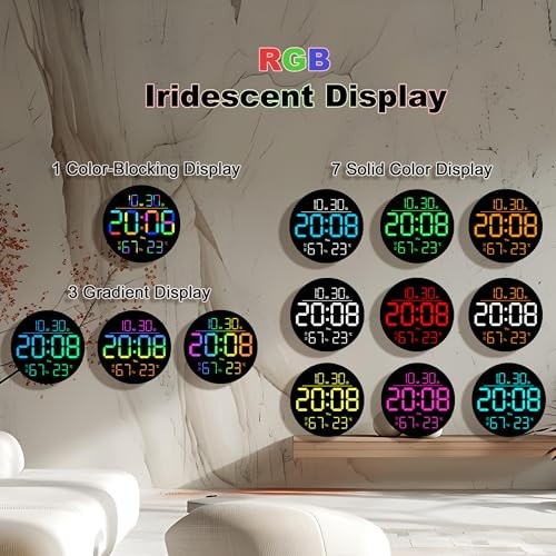 10 Inch LED Digital Wall Clock with RGB Backlight and Countdown Timer｜11