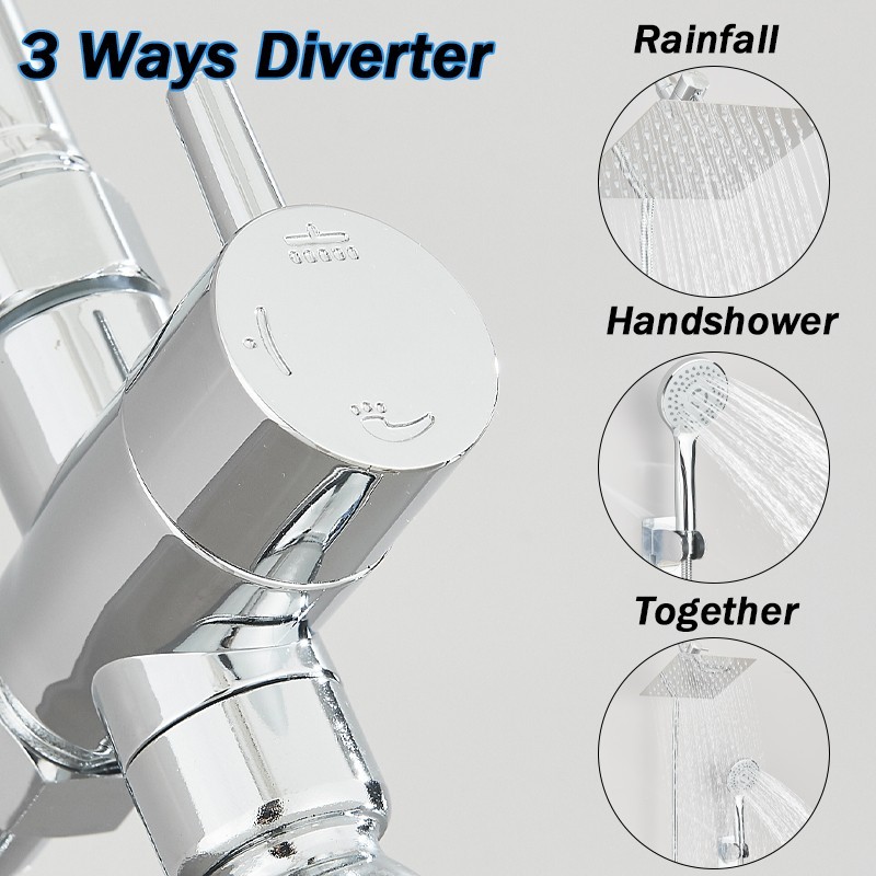 Rainfall Shower Head with Handheld Spray High Pressure Shower Head Combo Chrome