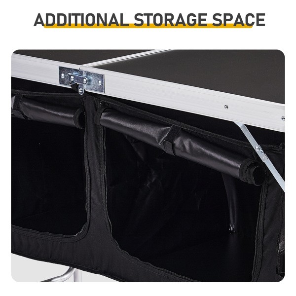 Folding Table, 4FT Aluminum Camping Table Large Storage Space Adjustable Height