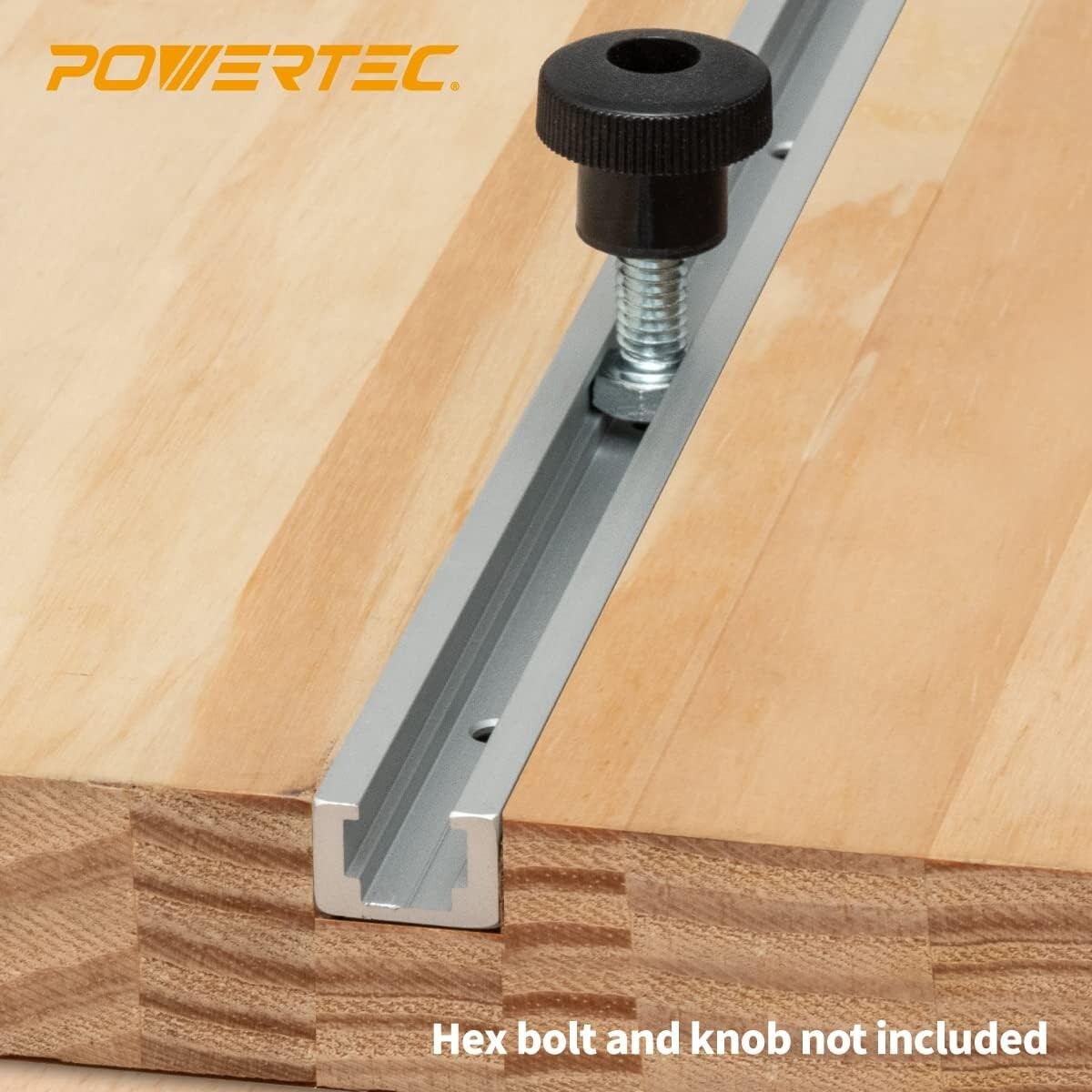 POWERTEC T-Track 48" Heavy Duty T Slot Track Mounting for 1/4??-20 Hex Bolt, 2PK