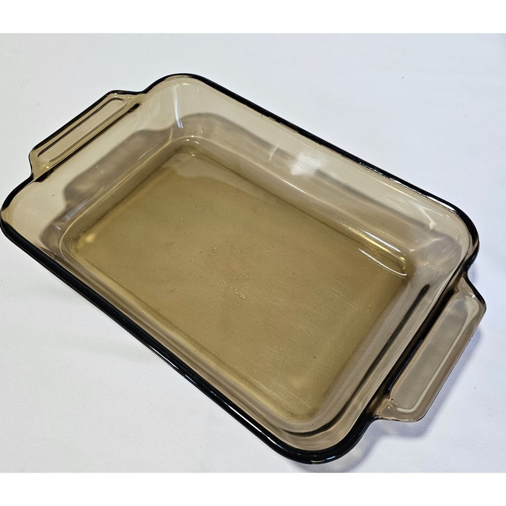 Anchor Hocking Harvest Amber Rectangular Baking Dish 11.5" brown glass 2qt pan