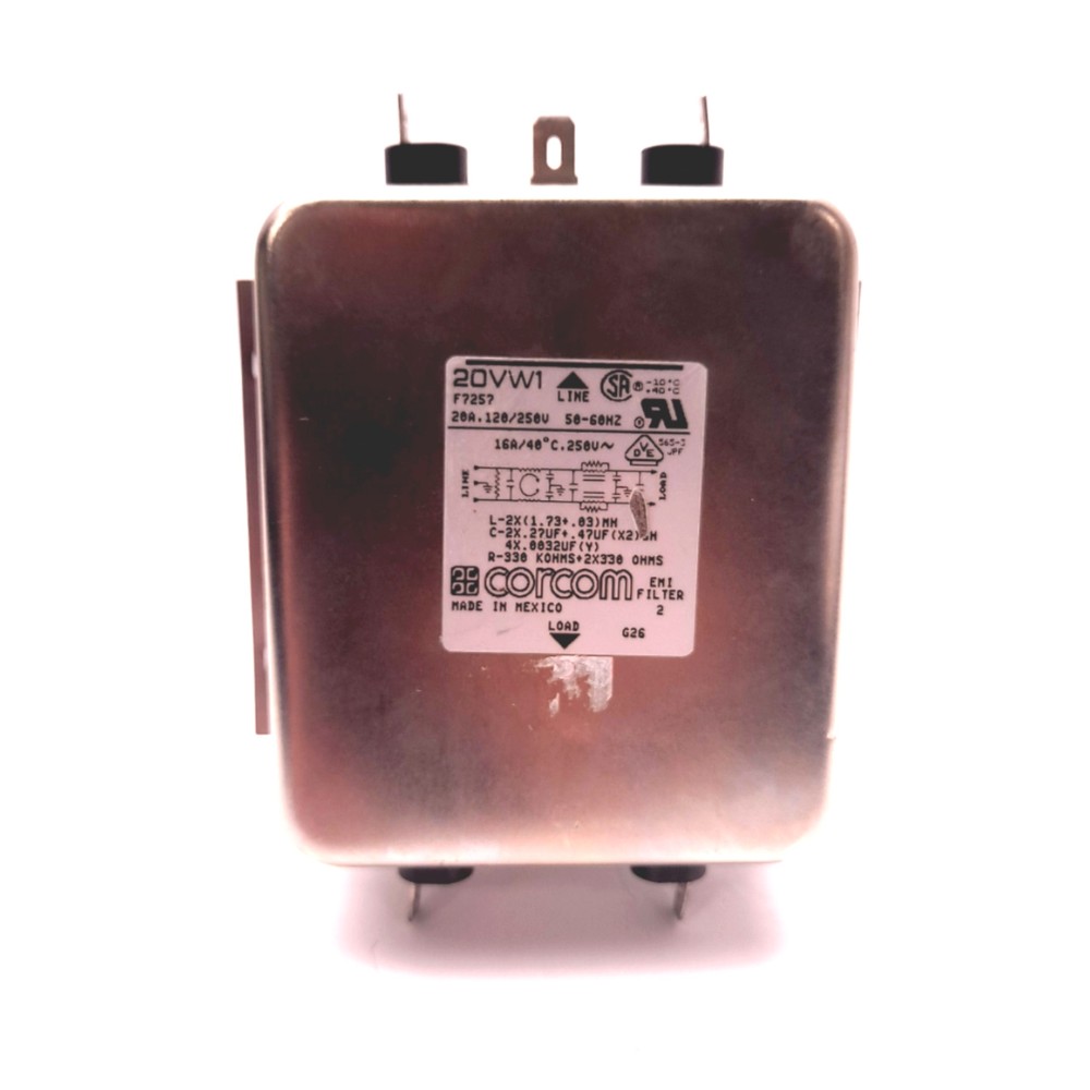 Corcom 20VW1 Power Line Filter Single Phase 820uA, 250VAC, 20A