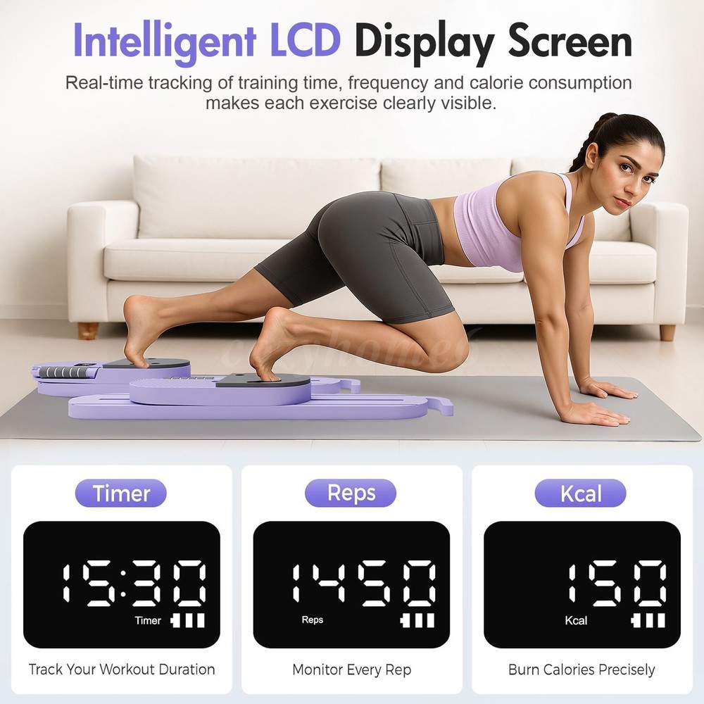 Adjustable Split Ab Board Pilates Core Workout Machine w/ LCD Counter