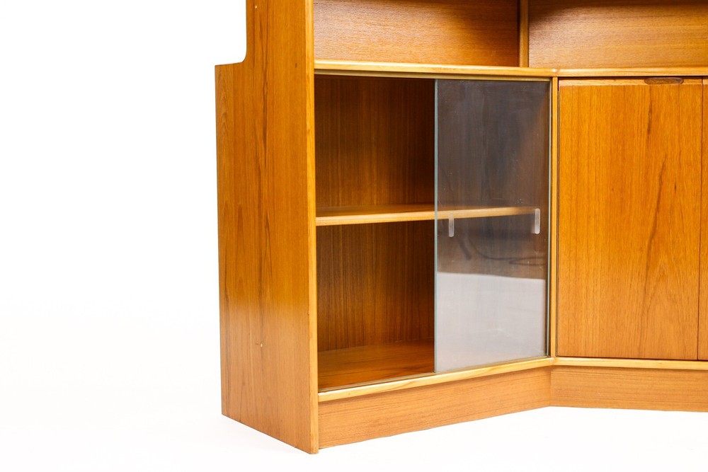 Danish Modern / Mid Century Teak Angular Dry Bar with Display Cabinet — Turnidge