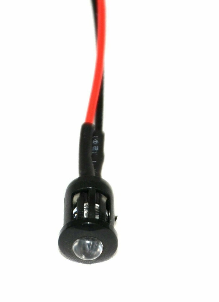 UP Dash Indicator Light Pigtail 1 White LED 2 Wire Snap-In #36521 Each