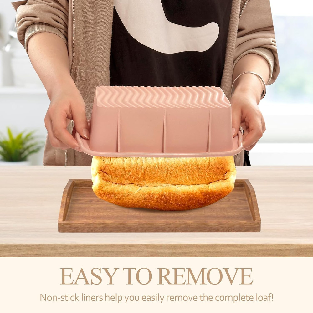 Silicone Bread Loaf Pan, 2 PCS Rectangular Non-Stick Baking Mold Pans for Oven,