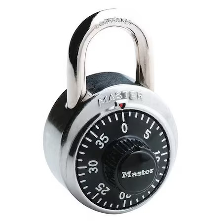 Master Lock 1502 Combination Padlock, Center, Black/Silver