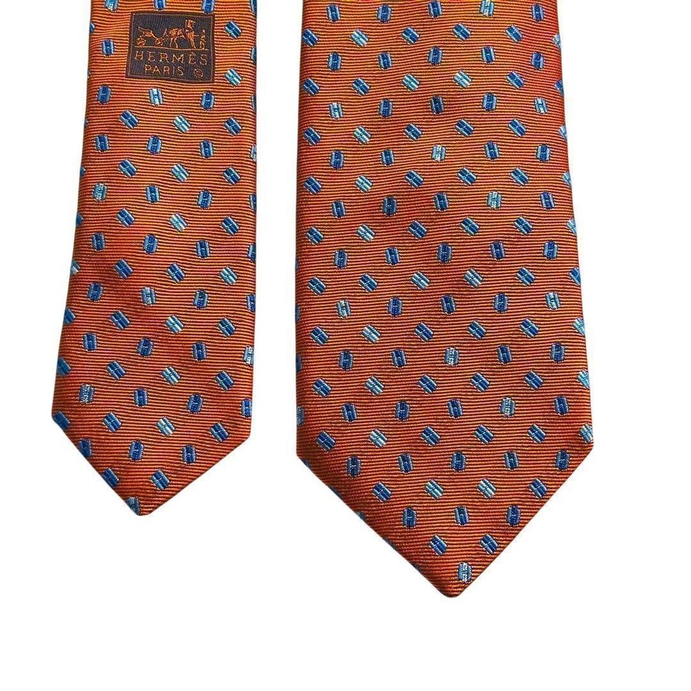 Hermes Silk Tie H Pattern Pegasus Jacquard Luxury Used