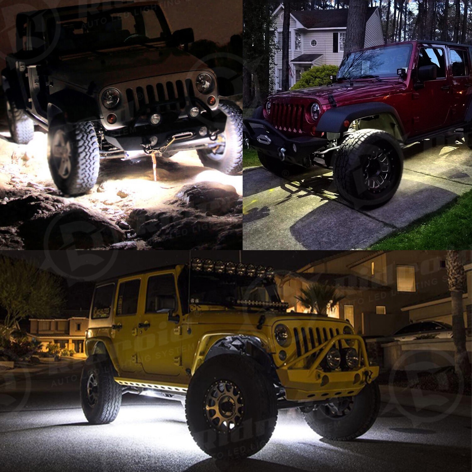8X White LED Rock Lights Underbody Trail Rig Glow Lamp Offroad SUV Pickup Truck
